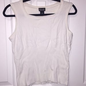 Square neck line white 4 finger width tank